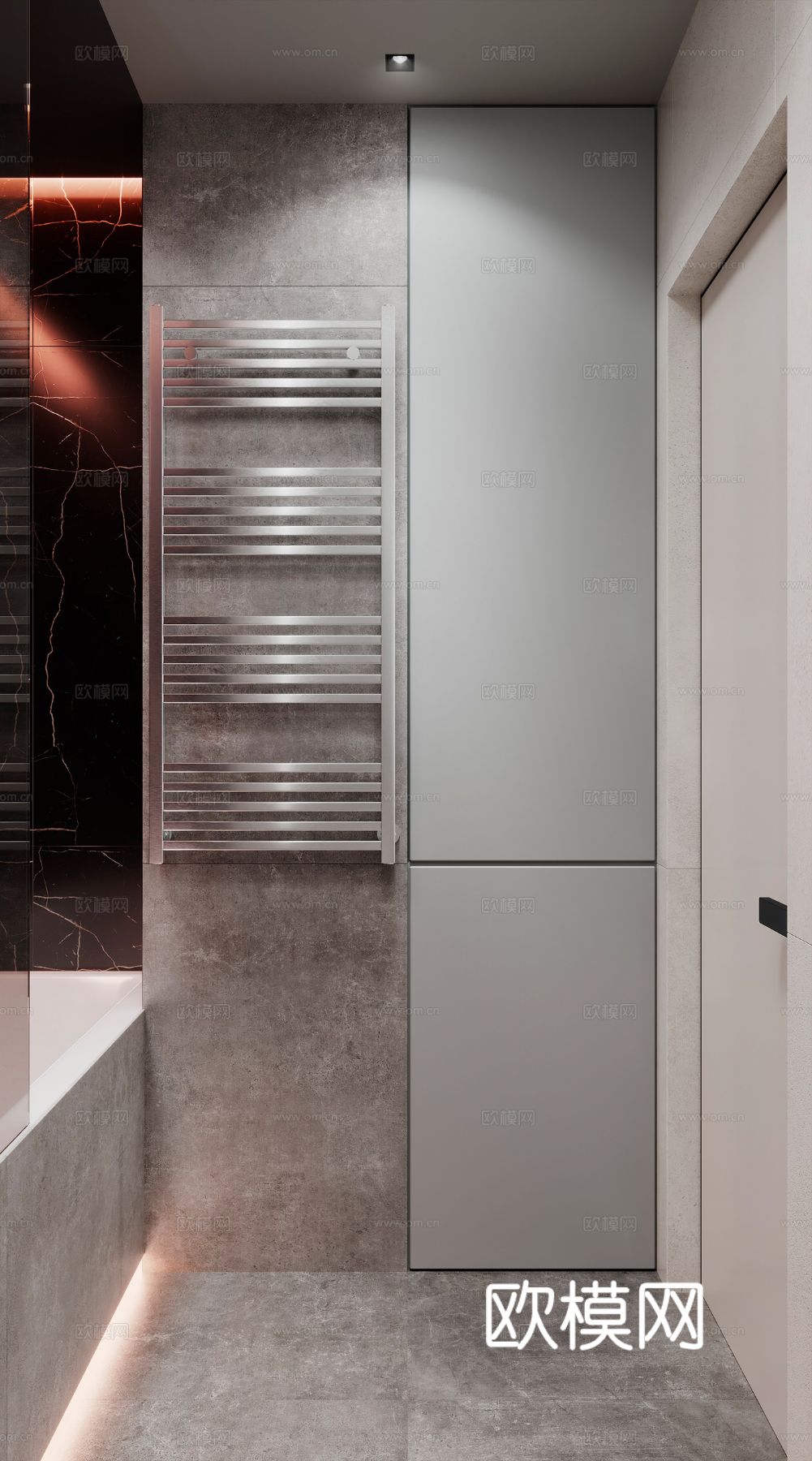 现代极简大平层家装设计卧室客厅 餐厅 黑白灰 工业风效果图下载（渲染图12）