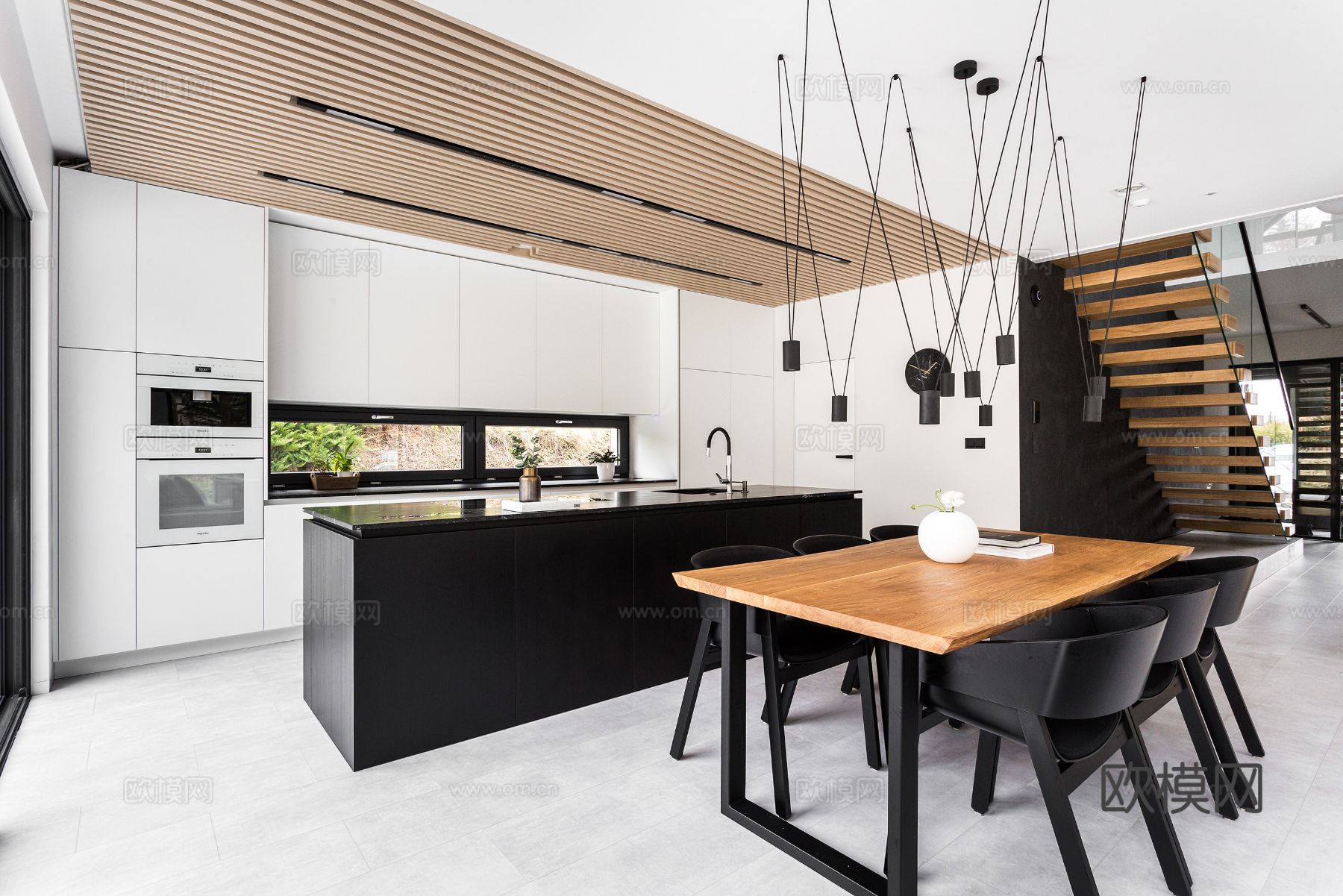 现代极简大平层家装设计 餐厅 卧室 客厅 高级灰效果图效果图下载（渲染图12）