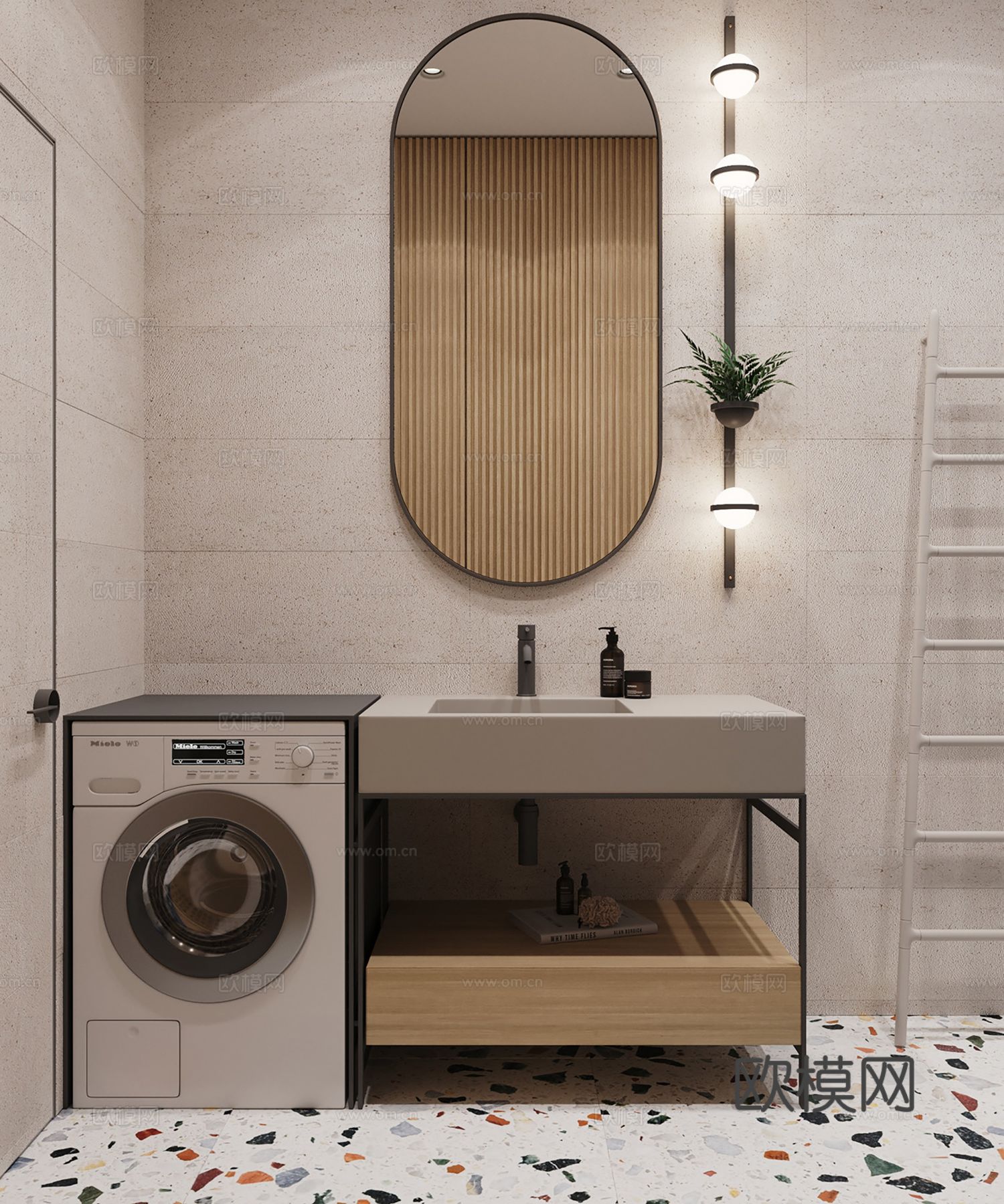 现代极简公寓家装设计 餐厅 卧室 客厅 高级灰效果图下载（渲染图8）