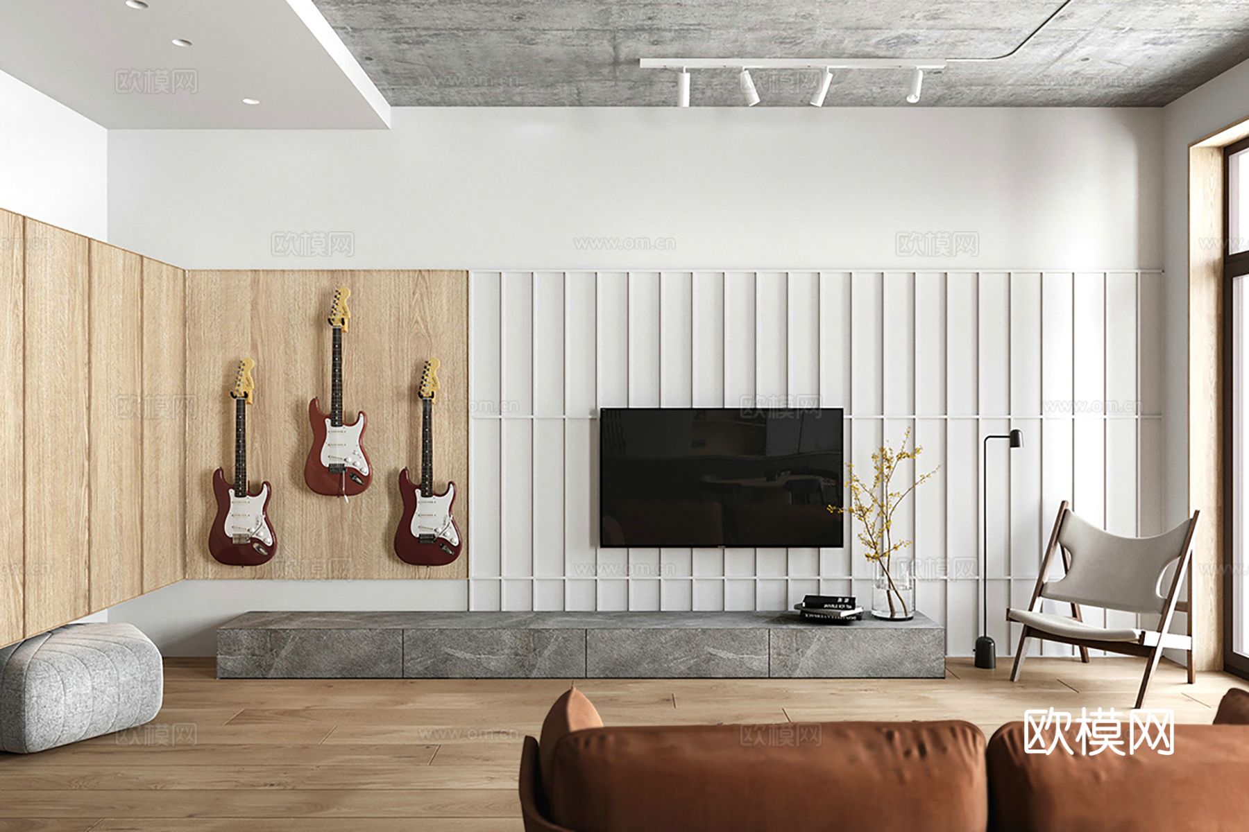 现代极简大平层家装设计 餐厅 卧室 客厅 高级灰效果图下载（渲染图2）