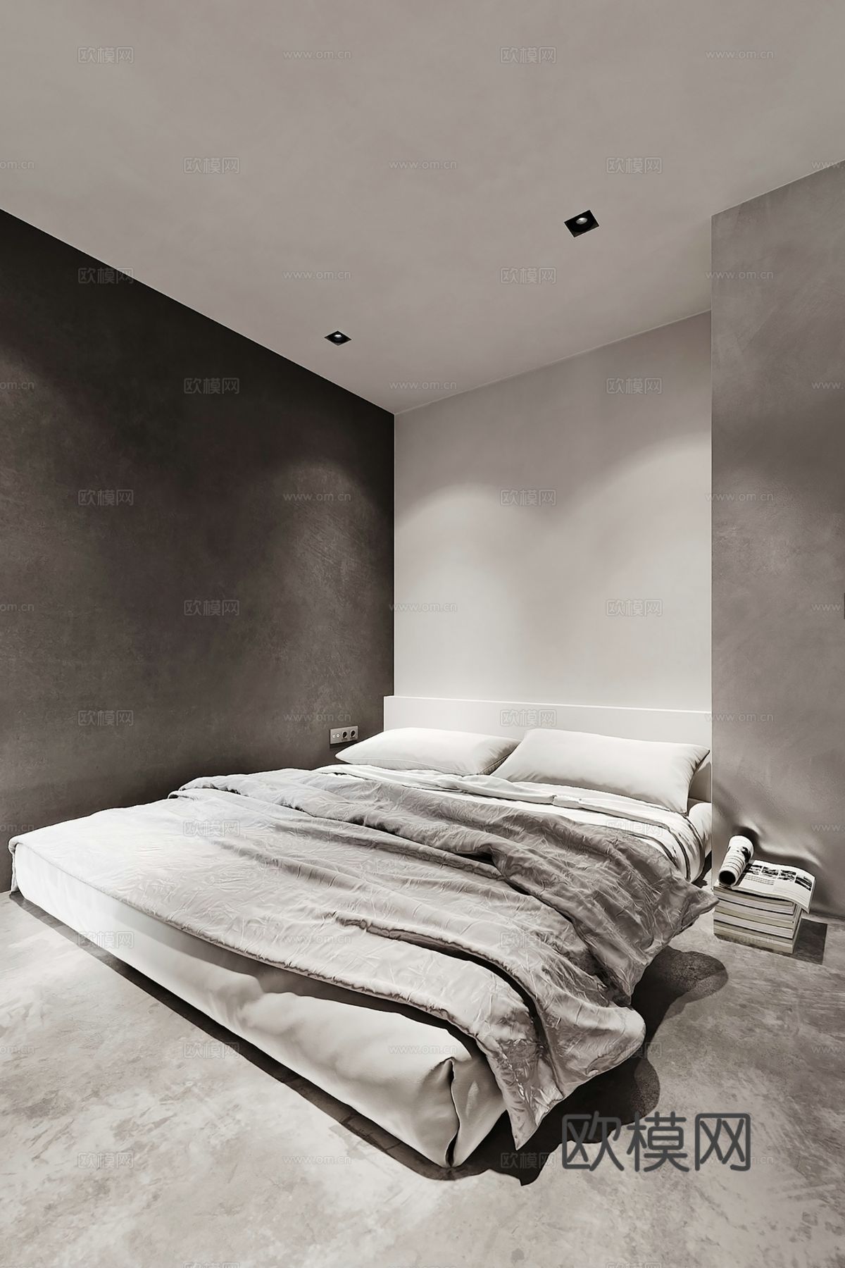 现代极简大平层家装设计 餐厅 卧室 客厅 高级灰效果图下载（渲染图7）