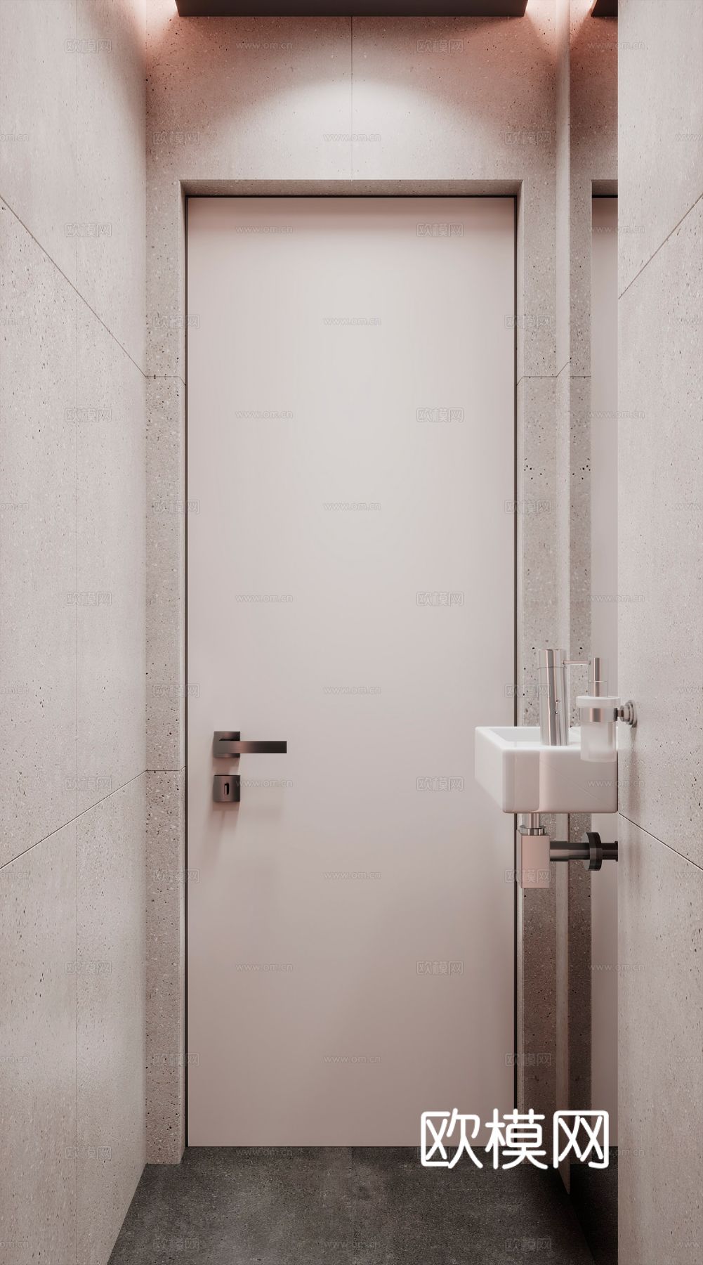 现代极简大平层家装设计卧室客厅 餐厅 黑白灰 工业风效果图下载（渲染图11）