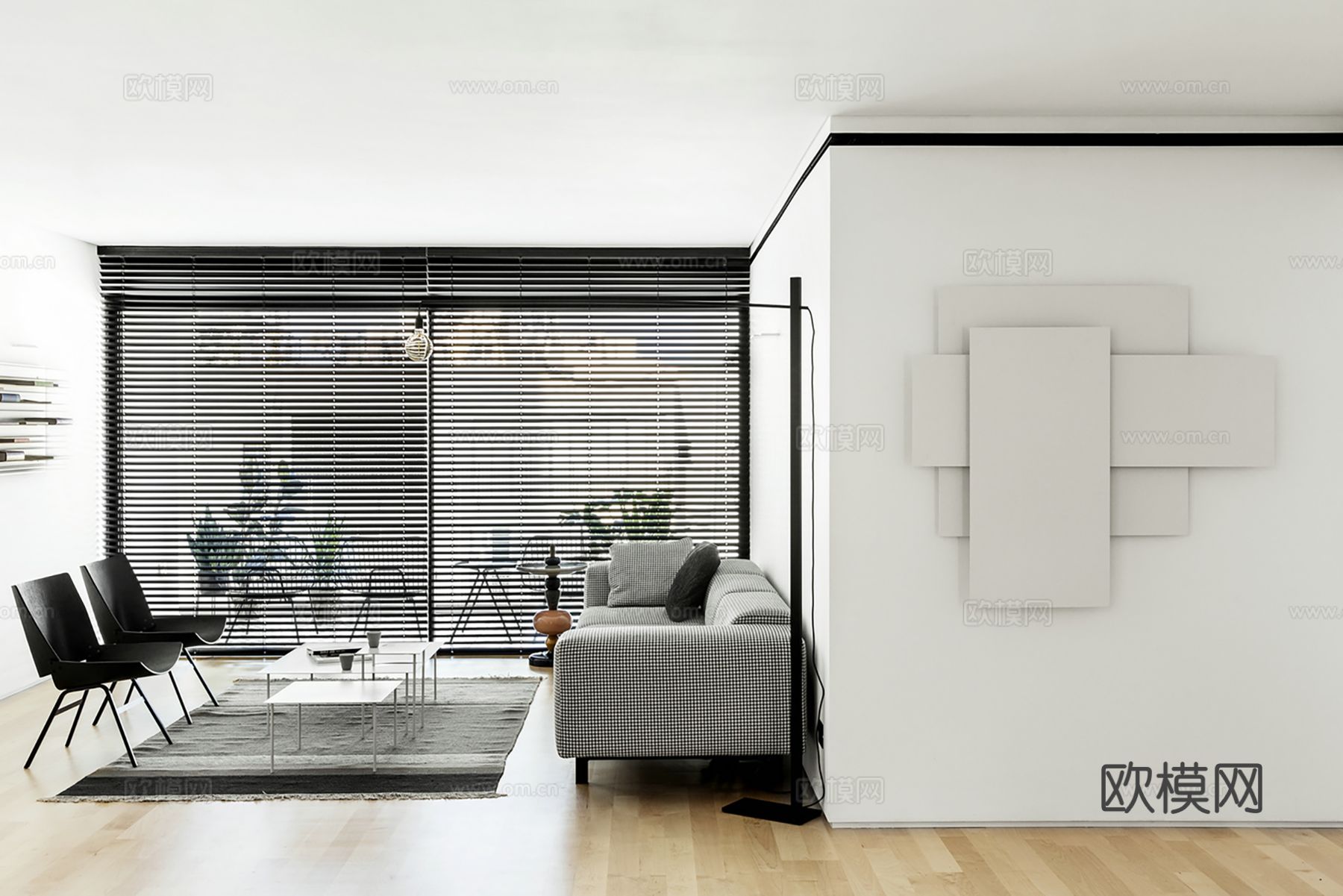 现代极简大平层家装设计 餐厅 卧室 客厅 高级灰效果图下载（渲染图4）