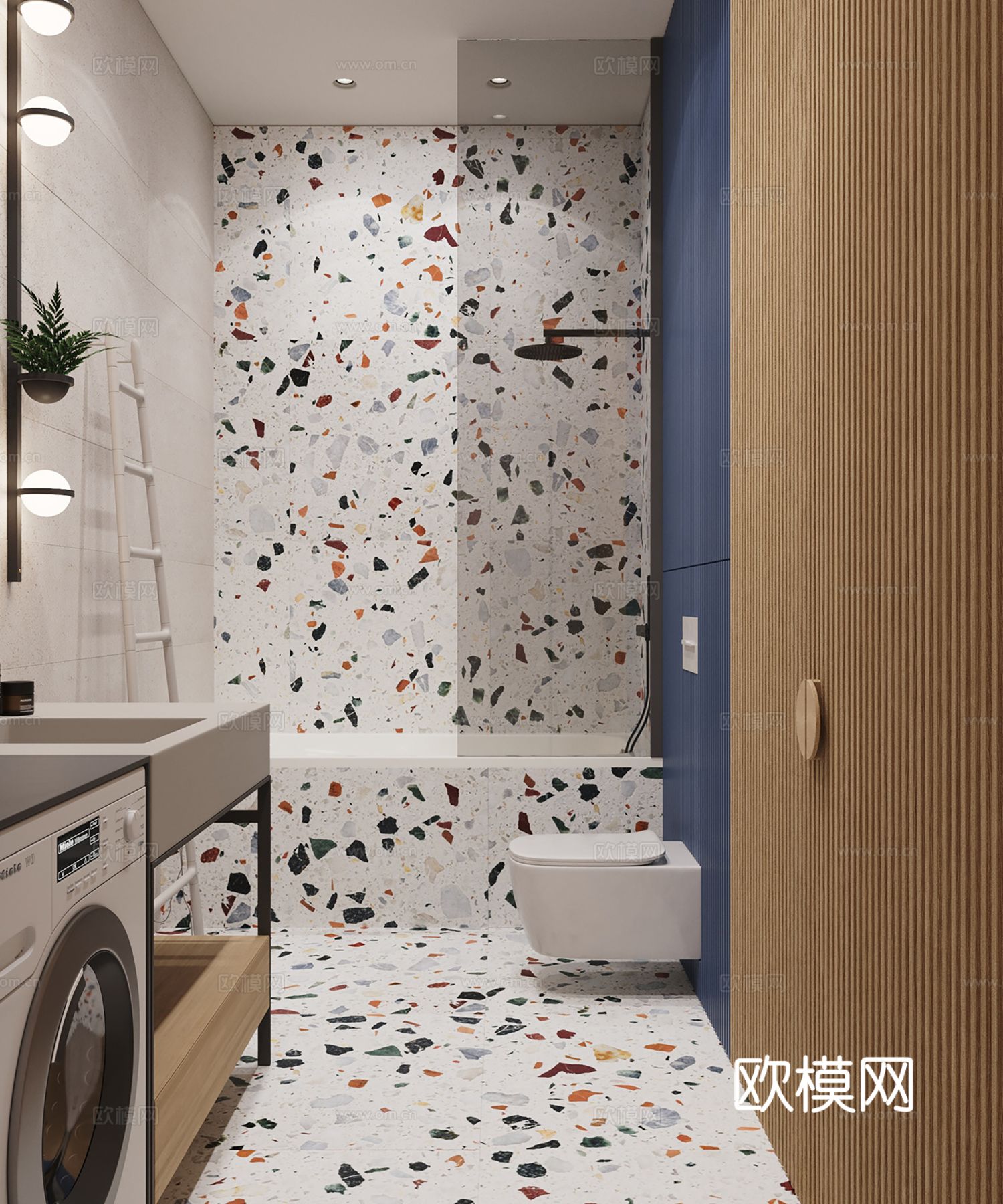 现代极简公寓家装设计 餐厅 卧室 客厅 高级灰效果图下载（渲染图7）