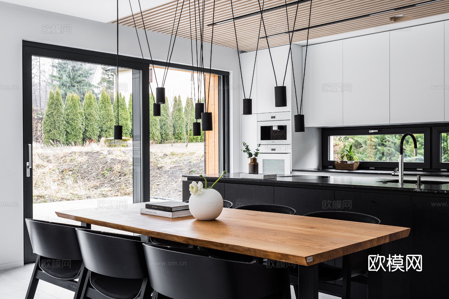 现代极简大平层家装设计 餐厅 卧室 客厅 高级灰效果图效果图下载（渲染图4）