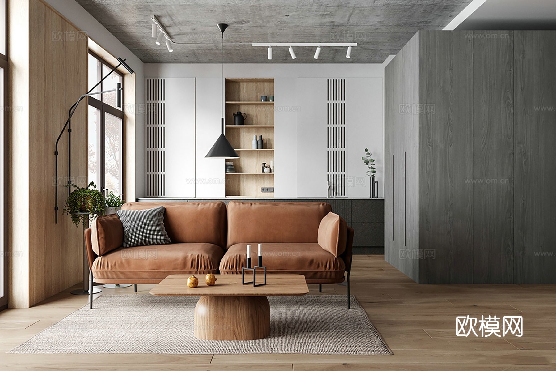 现代极简大平层家装设计 餐厅 卧室 客厅 高级灰效果图下载（渲染图8）