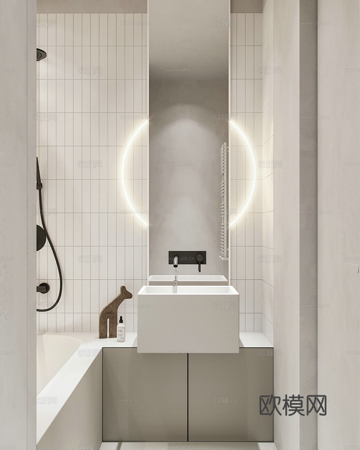 现代极简大平层家装设计 餐厅 卧室 客厅 高级灰效果图下载（渲染图3）