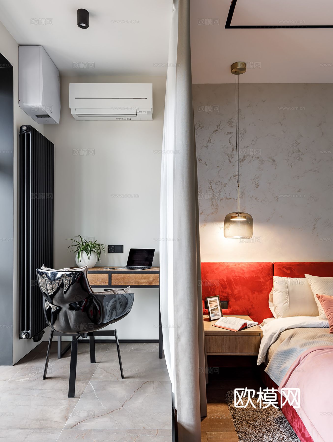 现代极简大平层家装设计 餐厅 卧室 客厅 高级灰效果图下载（渲染图7）