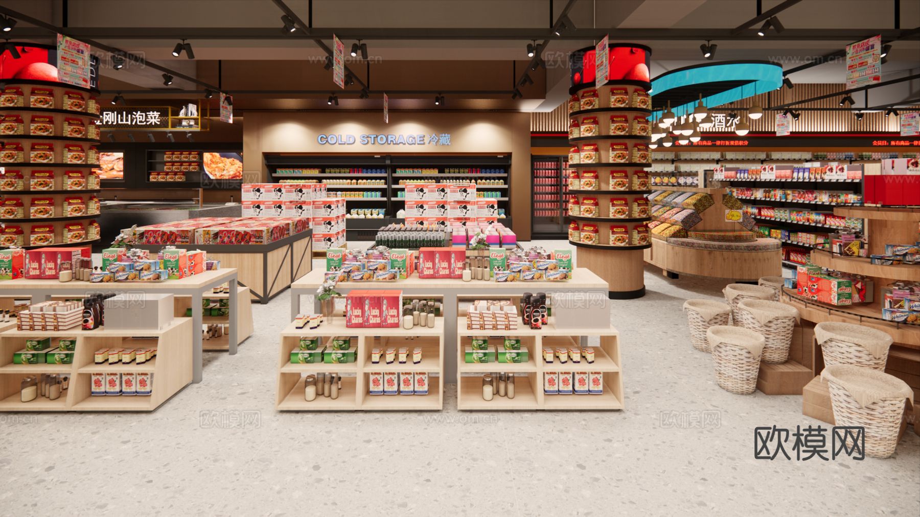 大型现代超市全案设计4K效果图下载（渲染图1）
