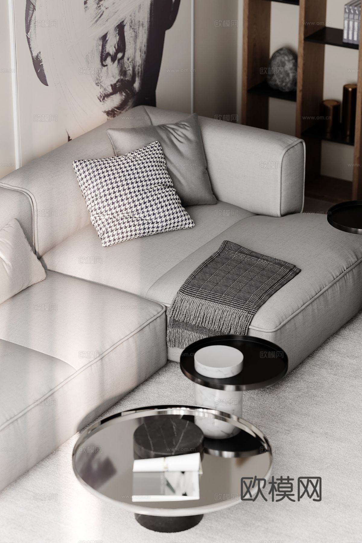 现代极简大平层家装设计 餐厅 卧室 客厅 高级灰效果图下载（渲染图2）