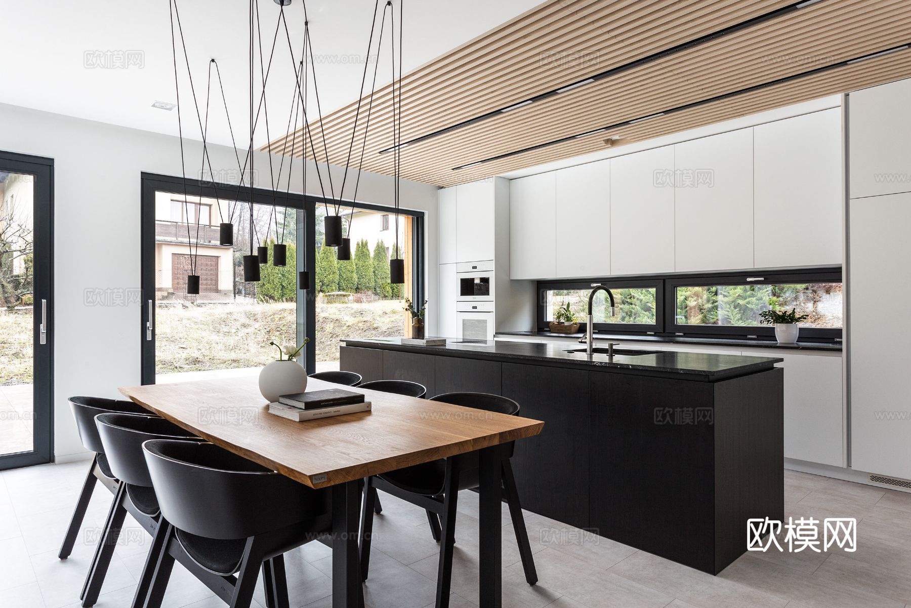 现代极简大平层家装设计 餐厅 卧室 客厅 高级灰效果图效果图下载（渲染图13）