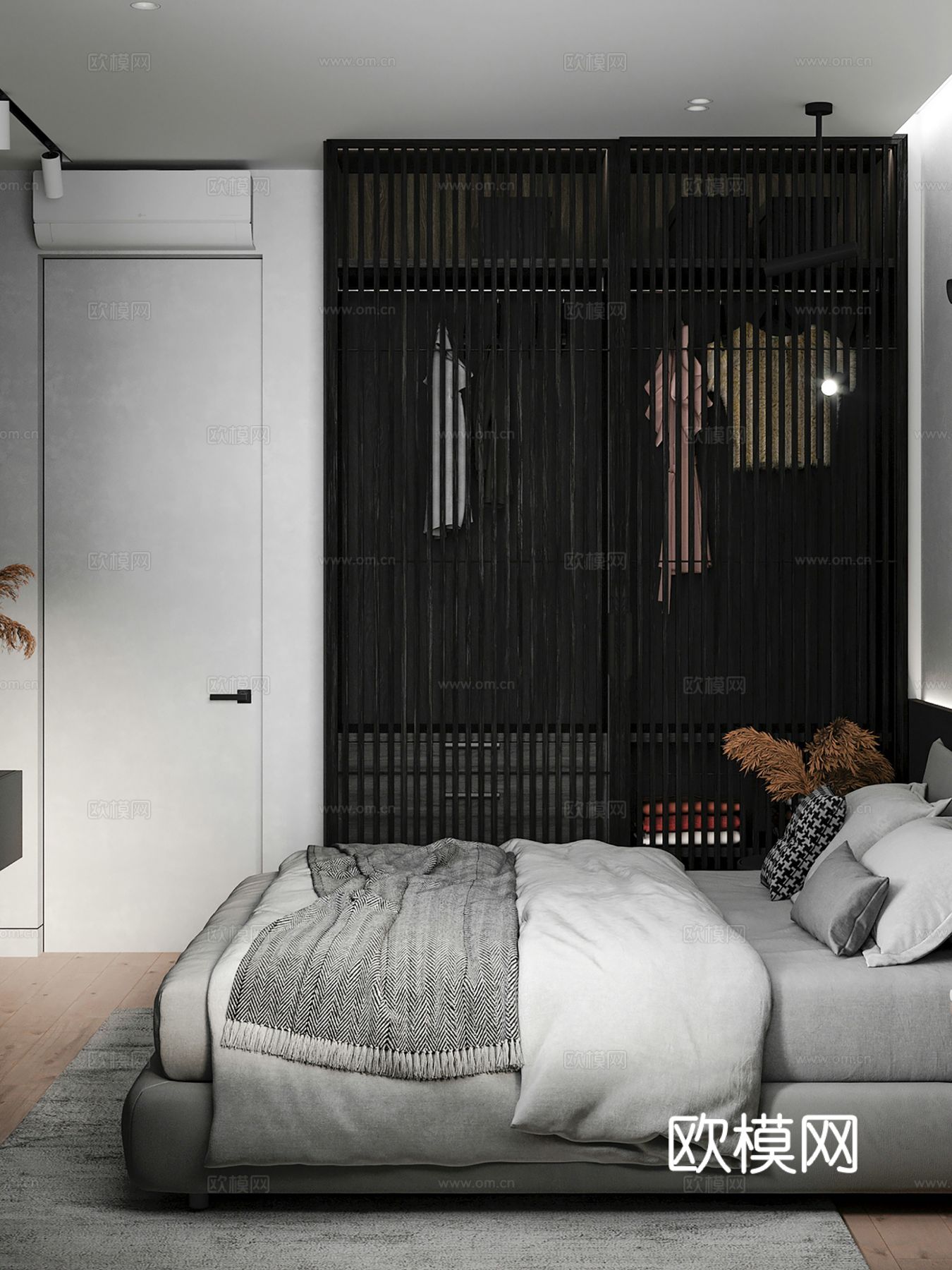 现代极简大平层家装设计 餐厅 卧室 客厅 高级灰效果图下载（渲染图7）