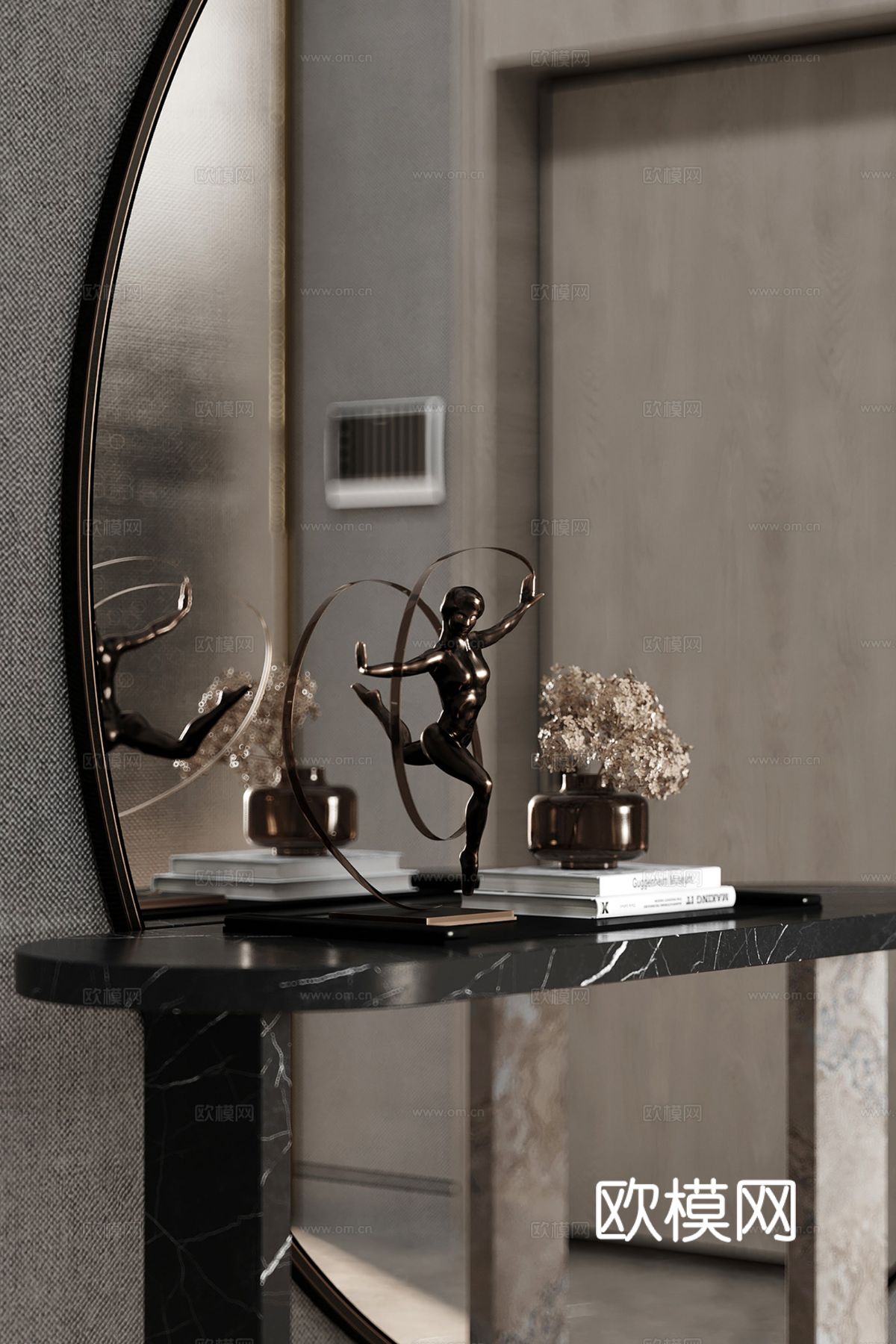 现代极简大平层家装设计 餐厅 卧室 客厅 高级灰效果图下载（渲染图10）