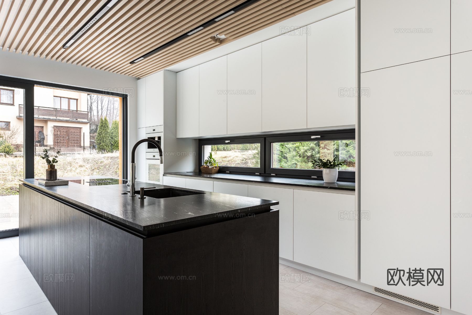 现代极简大平层家装设计 餐厅 卧室 客厅 高级灰效果图效果图下载（渲染图1）