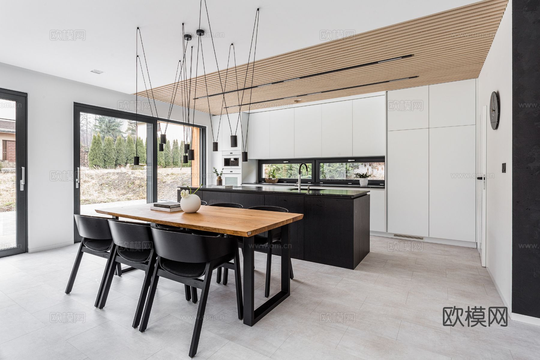 现代极简大平层家装设计 餐厅 卧室 客厅 高级灰效果图效果图下载（渲染图10）