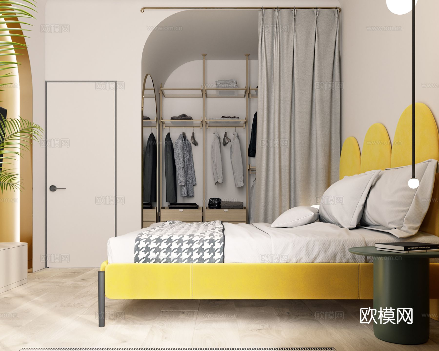 现代极简公寓家装设计 餐厅 卧室 客厅 高级灰效果图下载（渲染图5）