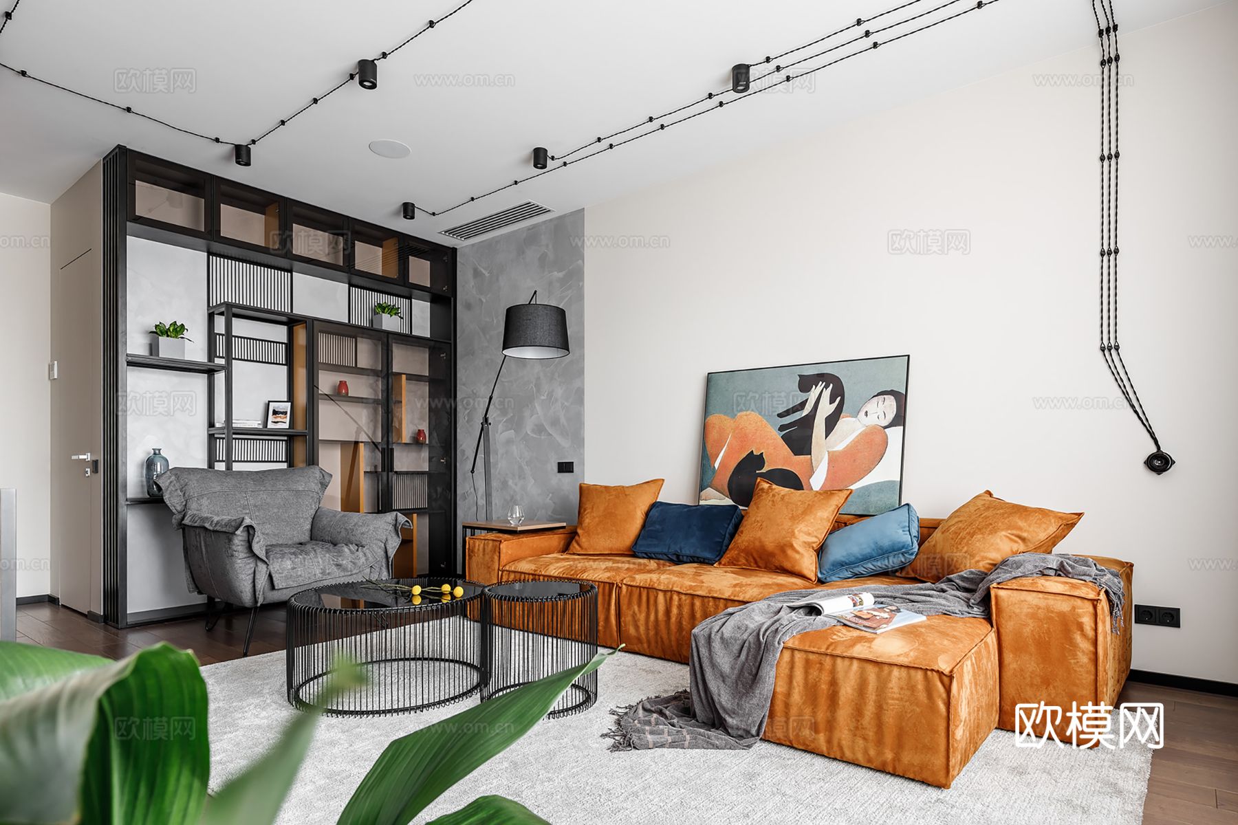 现代极简大平层家装设计 餐厅 卧室 客厅 高级灰效果图下载（渲染图2）