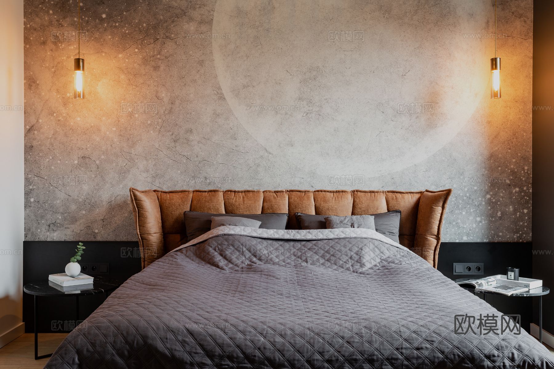 现代极简大平层家装设计 餐厅 卧室 客厅 高级灰效果图效果图下载（渲染图15）