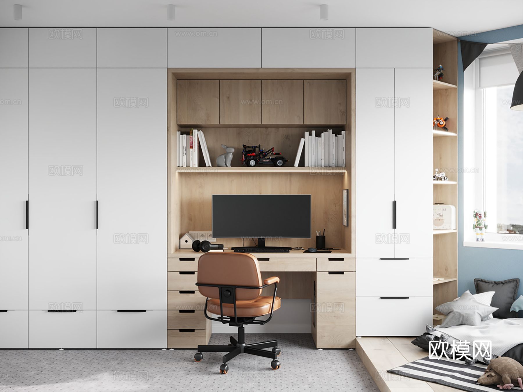 现代极简大平层家装设计 餐厅 卧室 客厅 高级灰效果图下载（渲染图5）