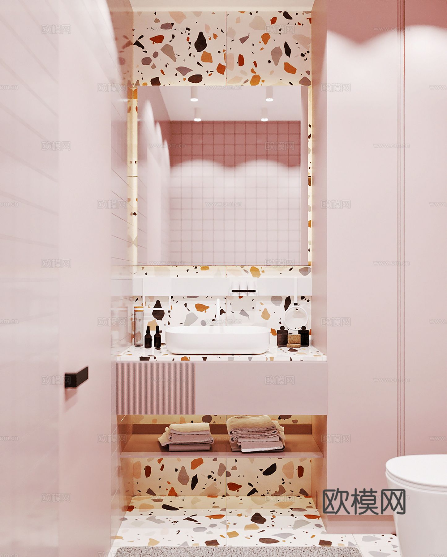 现代极简大平层家装设计 餐厅 卧室 客厅 糖果色奶油风效果图下载（渲染图8）