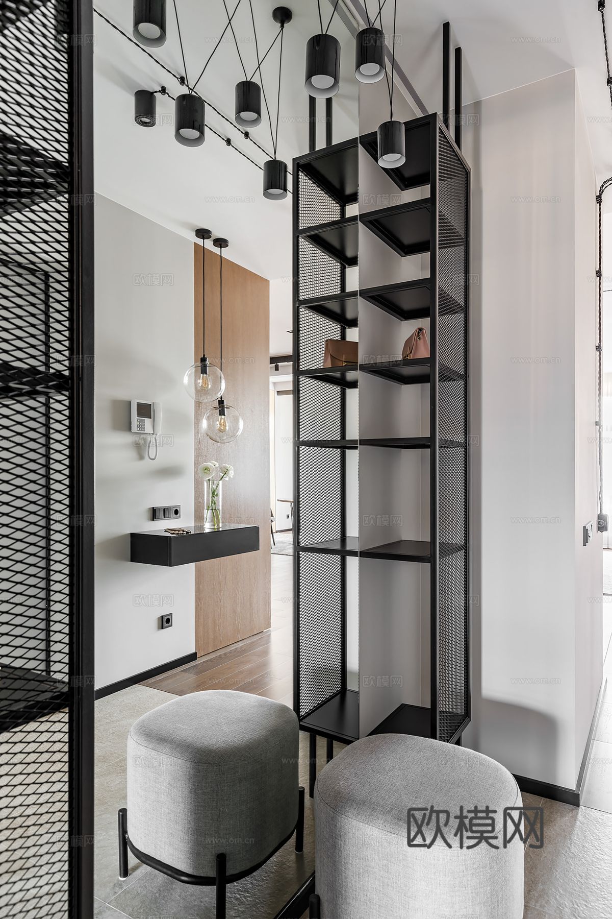 现代极简大平层家装设计 餐厅 卧室 客厅 高级灰效果图下载（渲染图12）