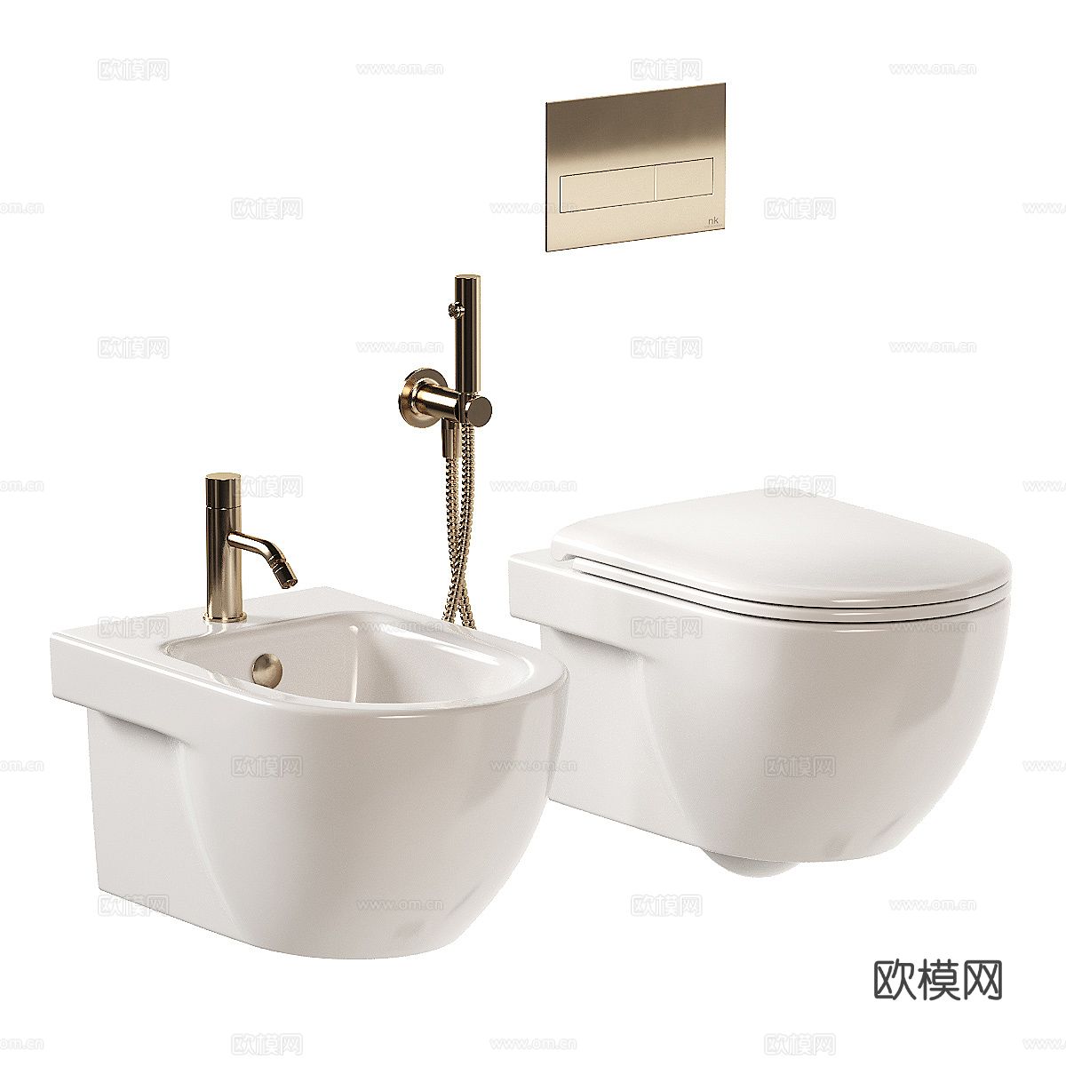 现代轻奢马桶 坐浴盆3d模型