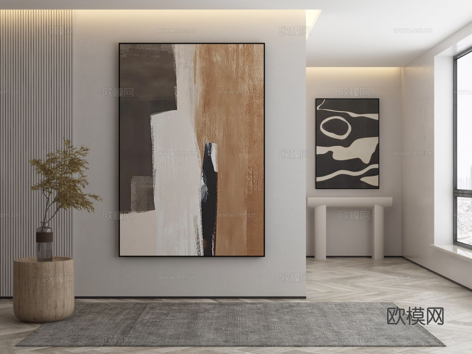 现代侘寂挂画 油画3d模型