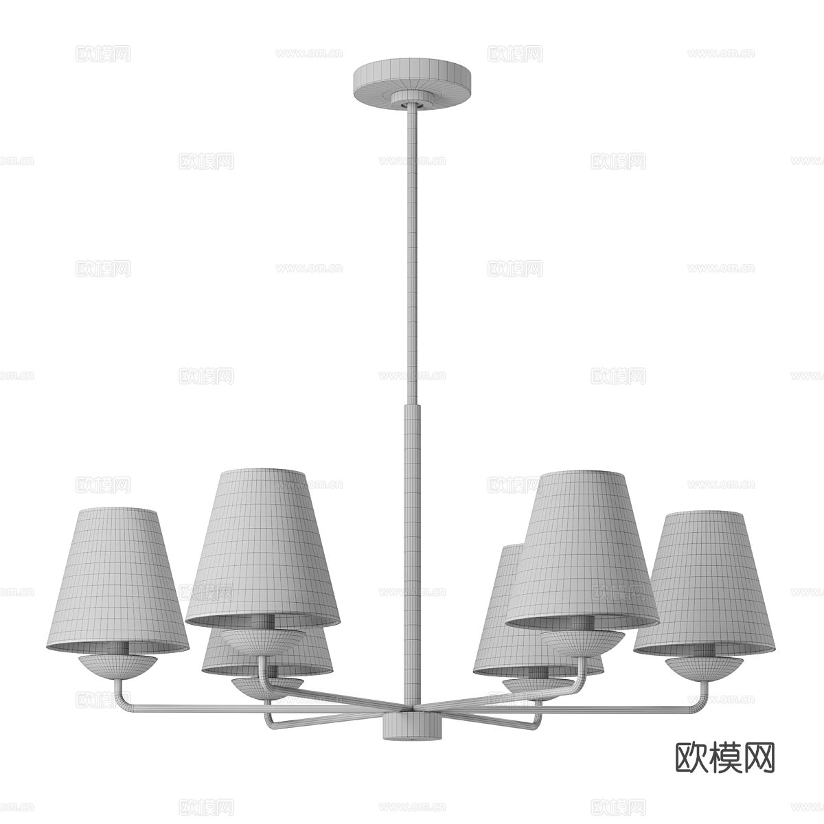 新中式轻奢多头装饰吊灯3d模型