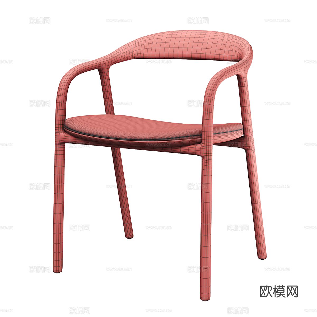 新中式木质单椅3d模型
