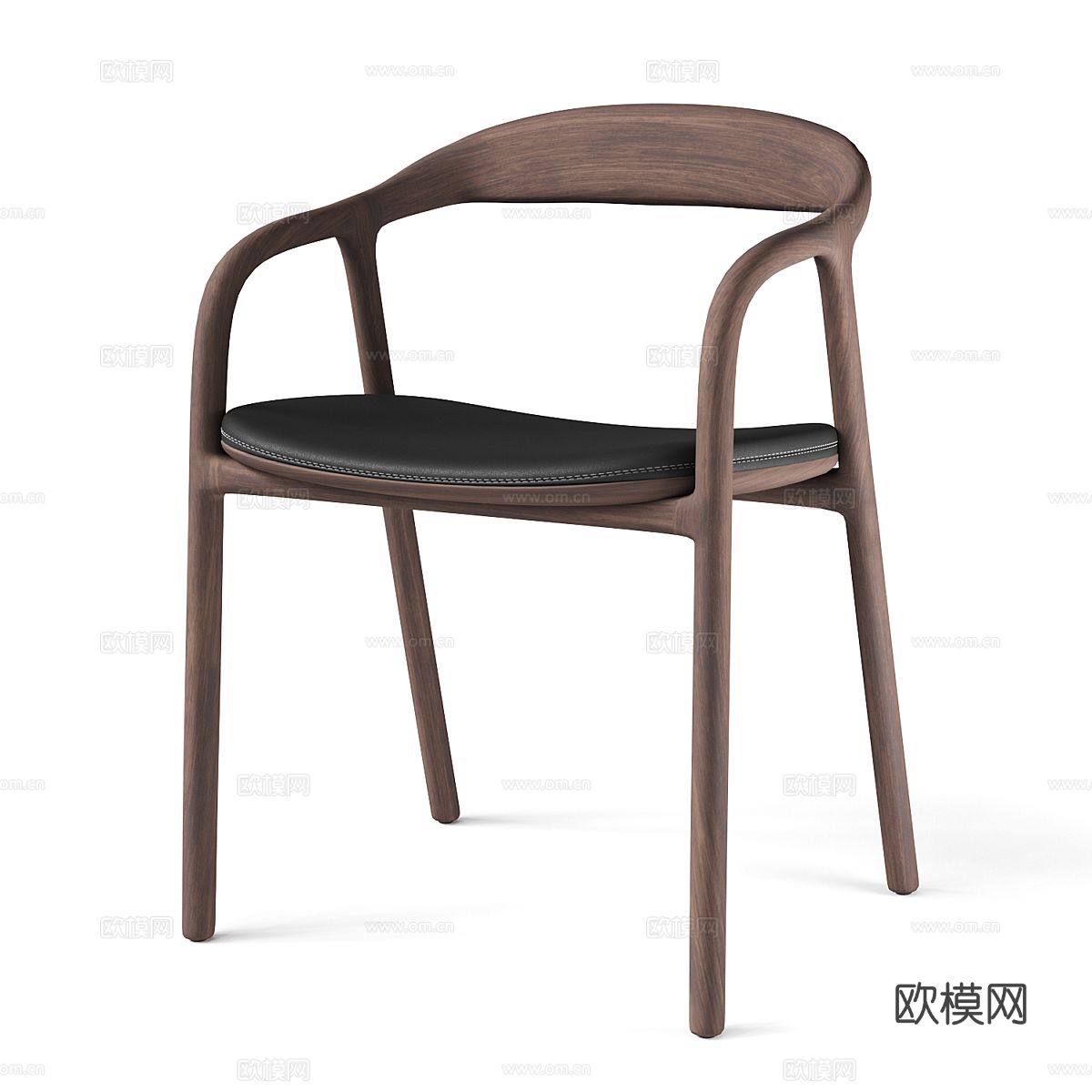 新中式木质单椅3d模型