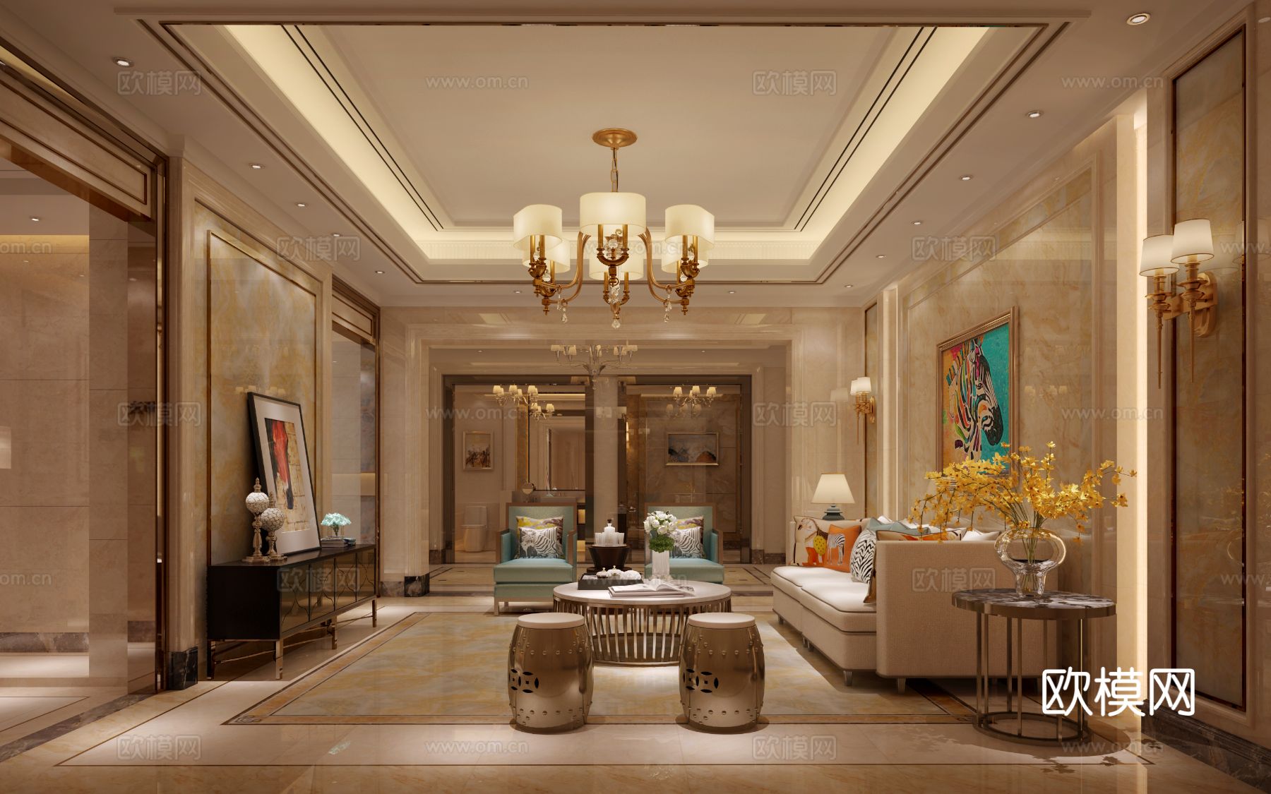 欧式室内展厅样板间设计效果图下载（渲染图1）