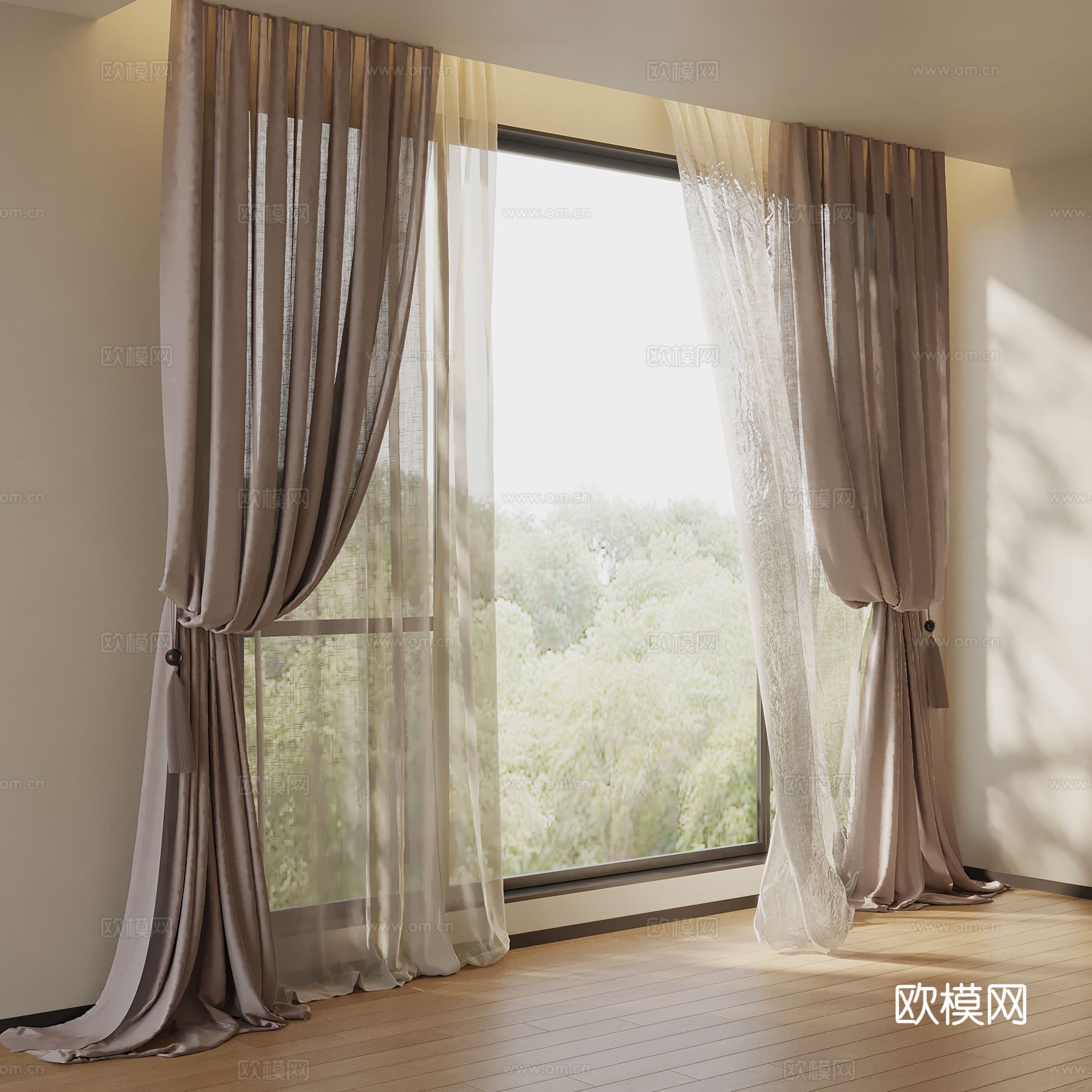 现代窗帘 布帘 纱帘3d模型