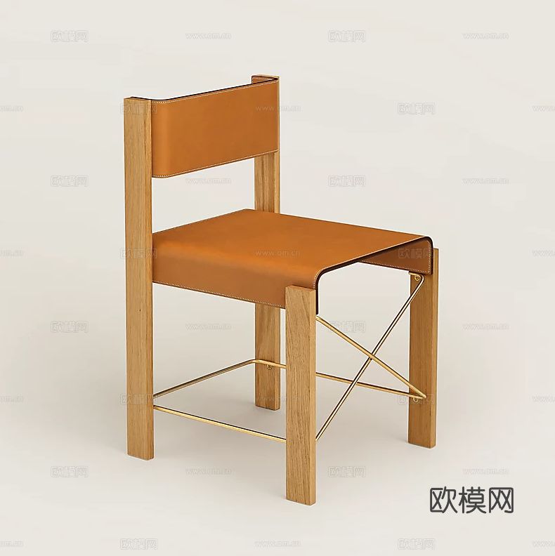 HERMES 原木风餐椅3d模型下载（渲染图3）