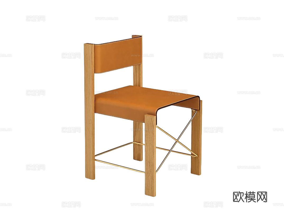 HERMES 原木风餐椅3d模型下载（渲染图1）