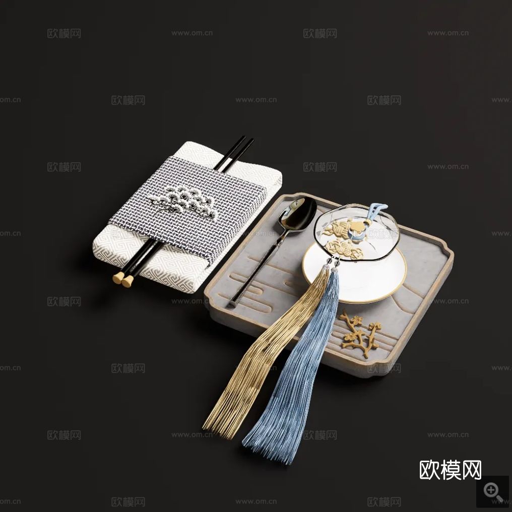 中式精品摆件su模型