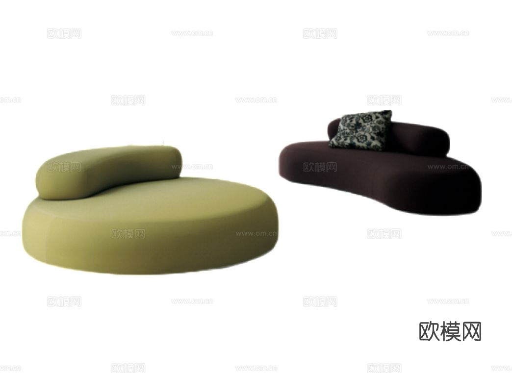 LIVING DIVANI 弧形沙发3d模型下载（渲染图3）