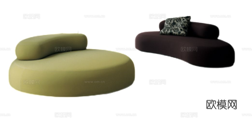 LIVING DIVANI 弧形沙发3d模型下载（渲染图1）