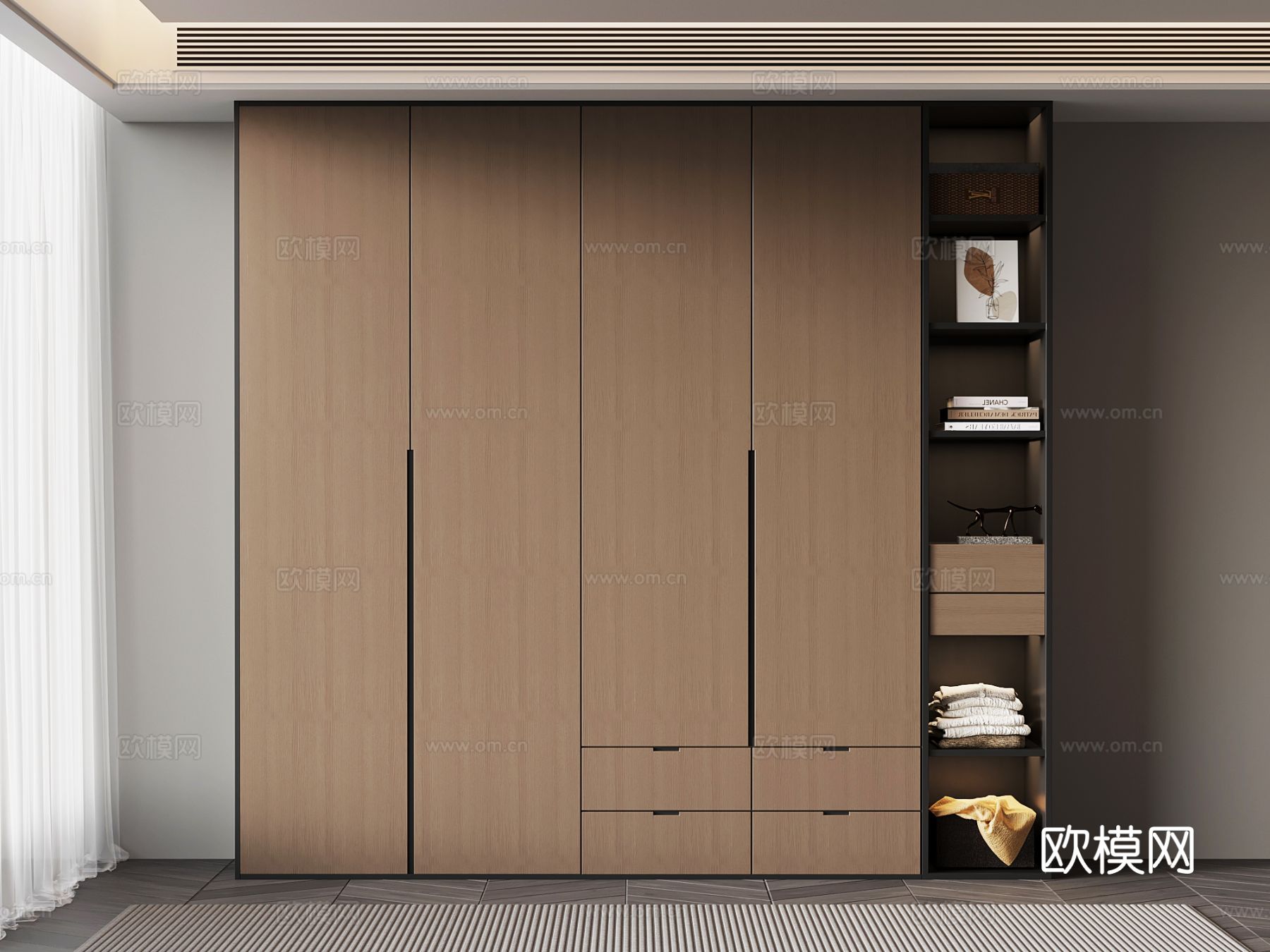 现代意式衣柜3d模型下载