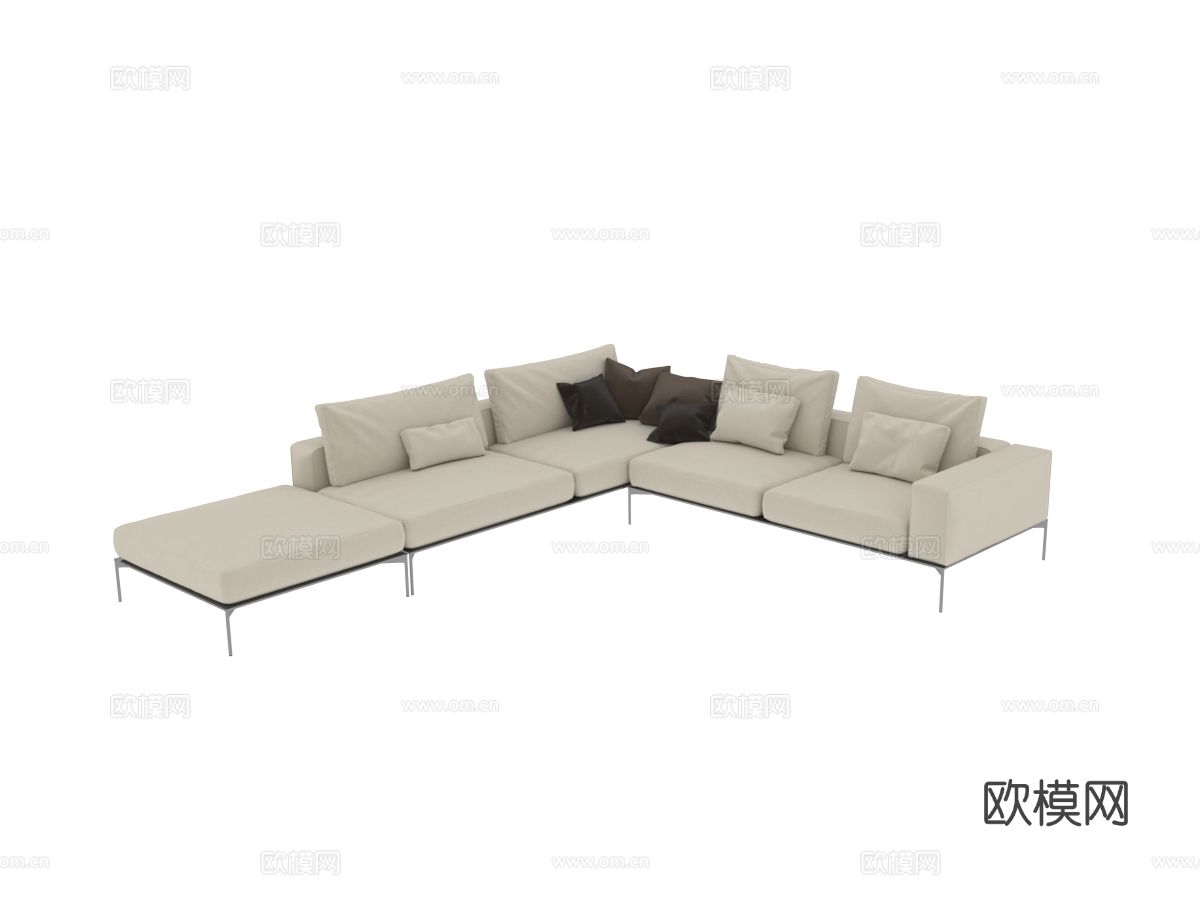 desiree 意式转角沙发3d模型下载（渲染图2）