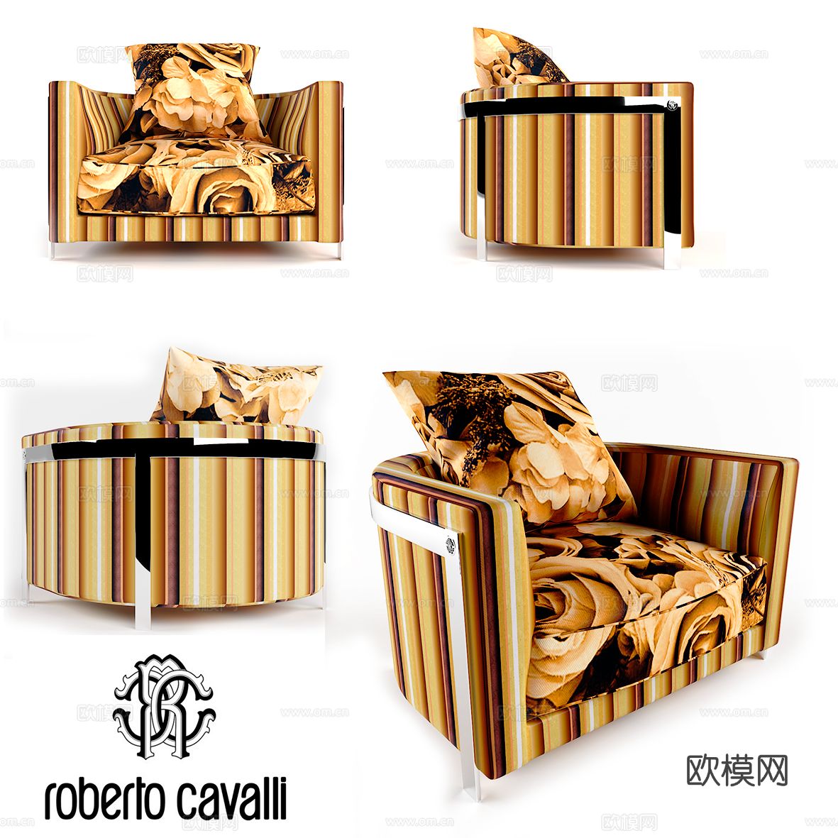 roberto canalll 简欧单人沙发3d模型下载（渲染图3）