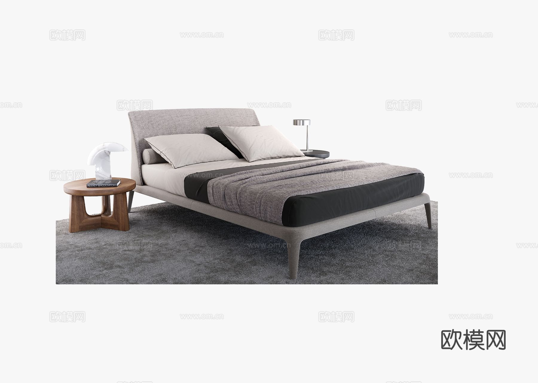 Poliform Kelly 意式双人床3d模型下载（渲染图1）