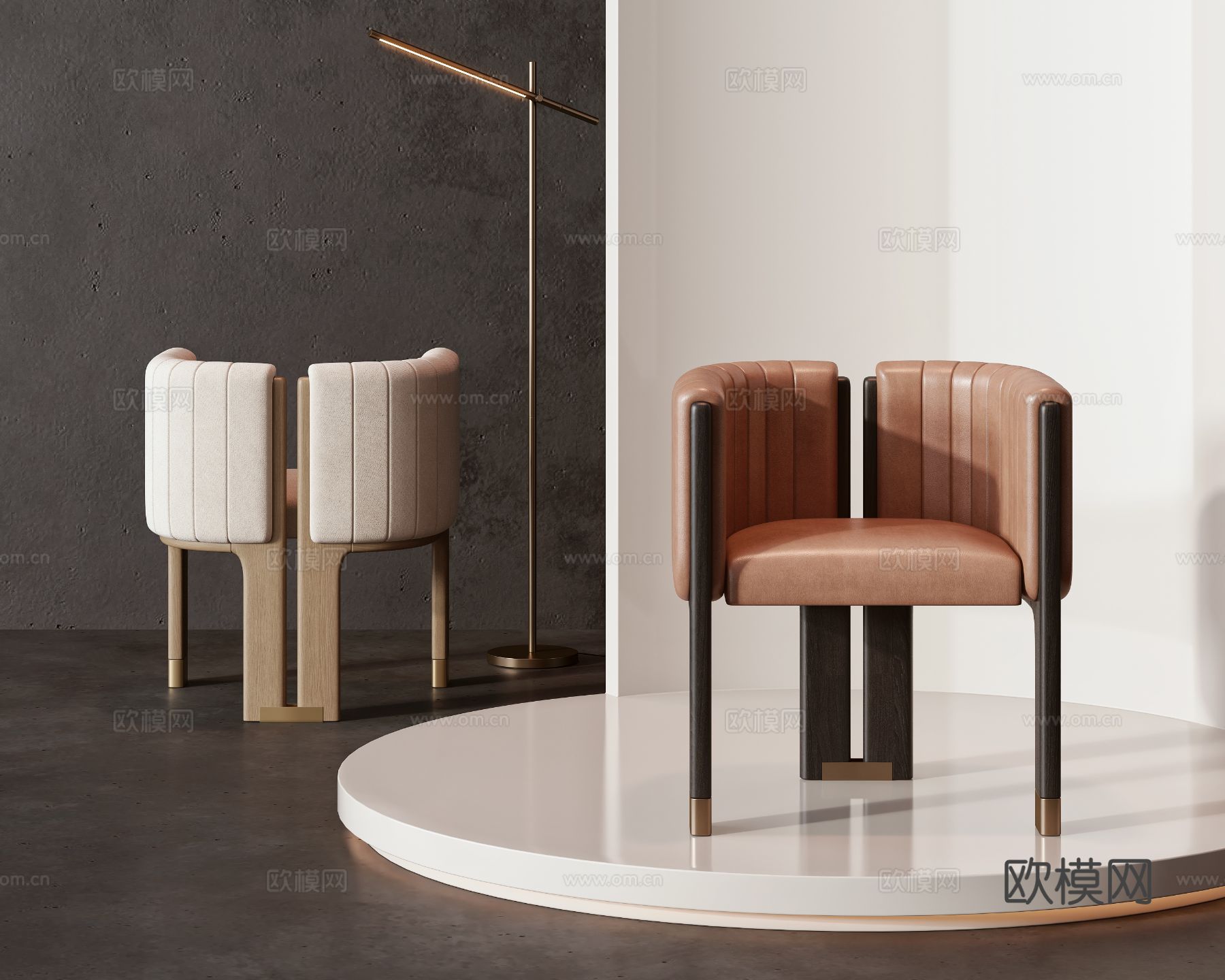 新中式单椅餐椅3d模型下载