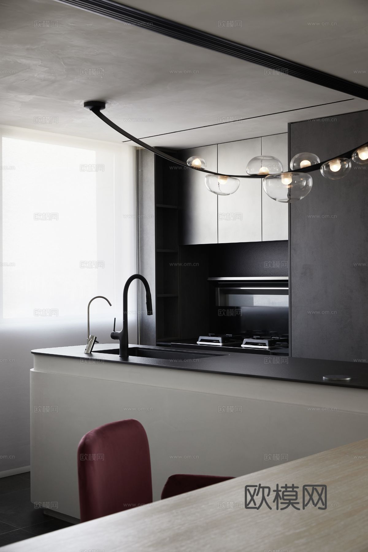 玩代家装效果图 客厅卧辜餐厅 高级黑自灰效果图下载（渲染图3）