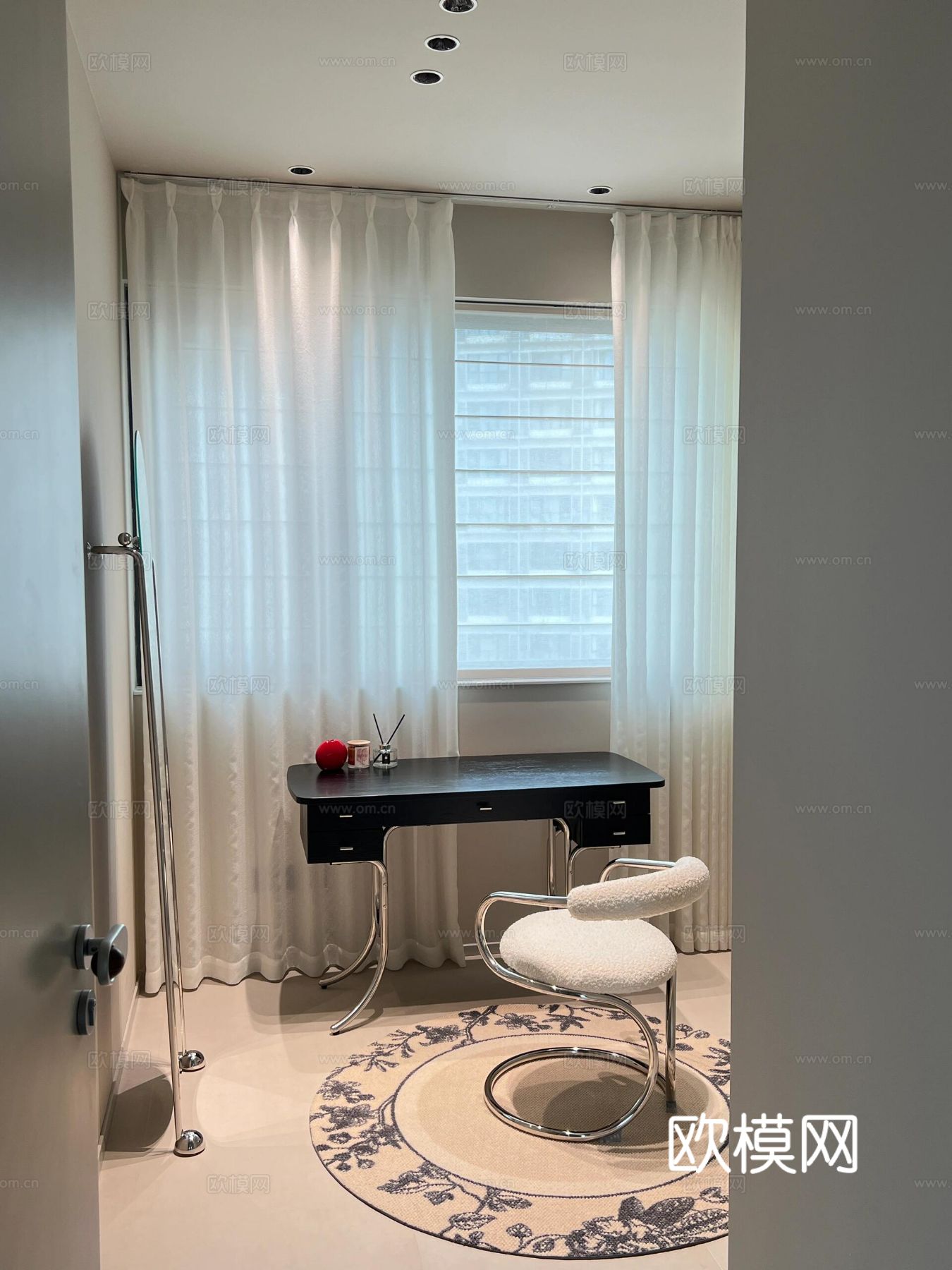 现代家装设计 客厅卧室餐厅 黑白灰 公寓效果图下载（渲染图6）