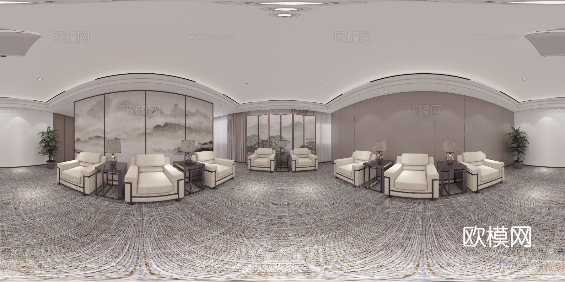 茶室会议接待全景图效果图下载（渲染图3）