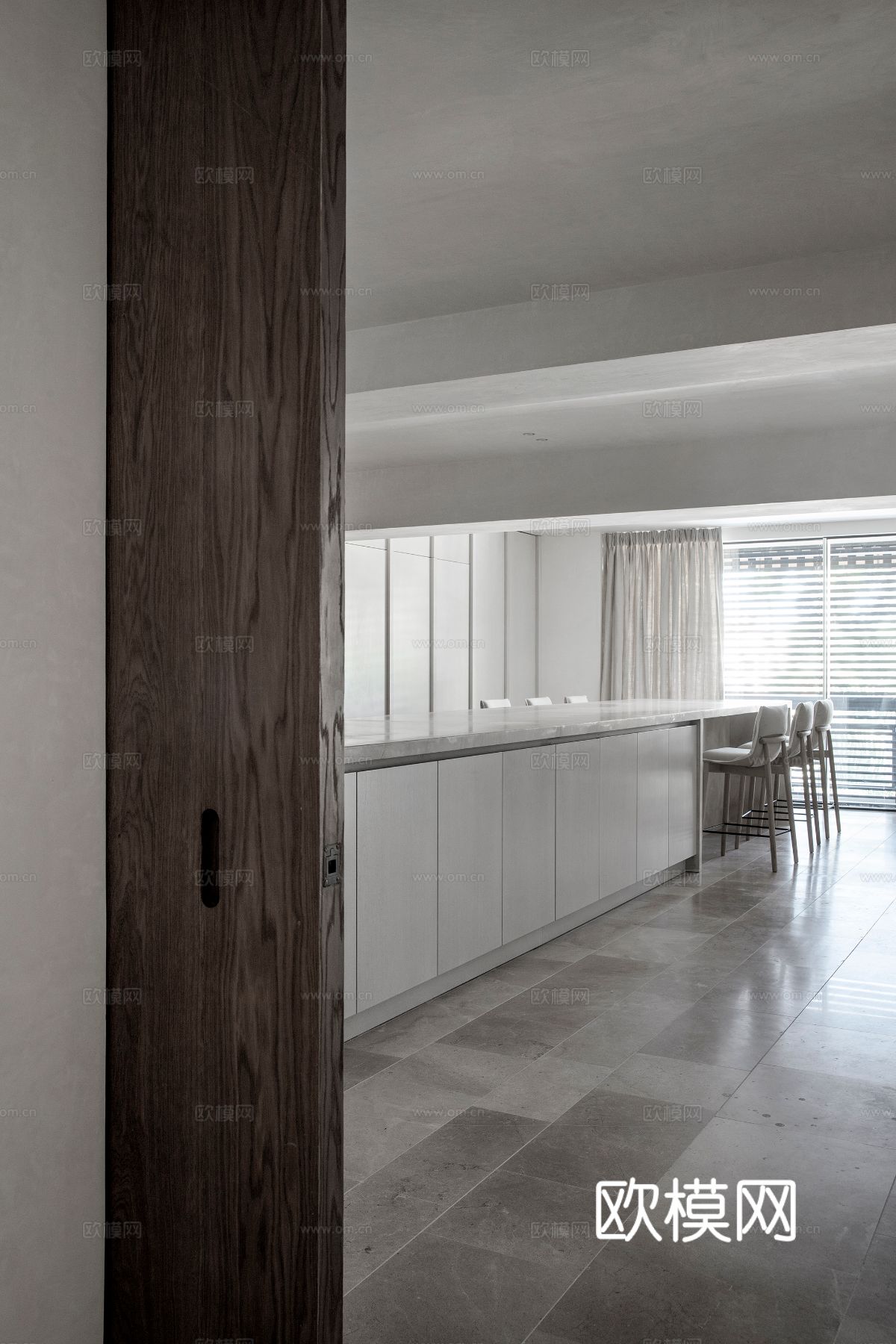 现代小户型简约家装效果图 客厅卧室餐厅 黑白灰效果图下载（渲染图10）