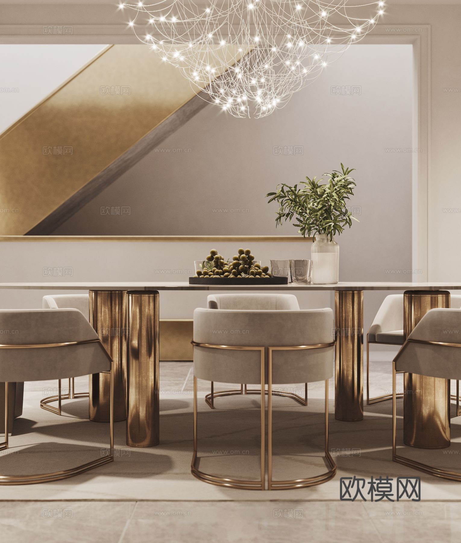 现代奶油风家装效果图客厅卧室餐厅 黑白灰极简效果图下载（渲染图6）