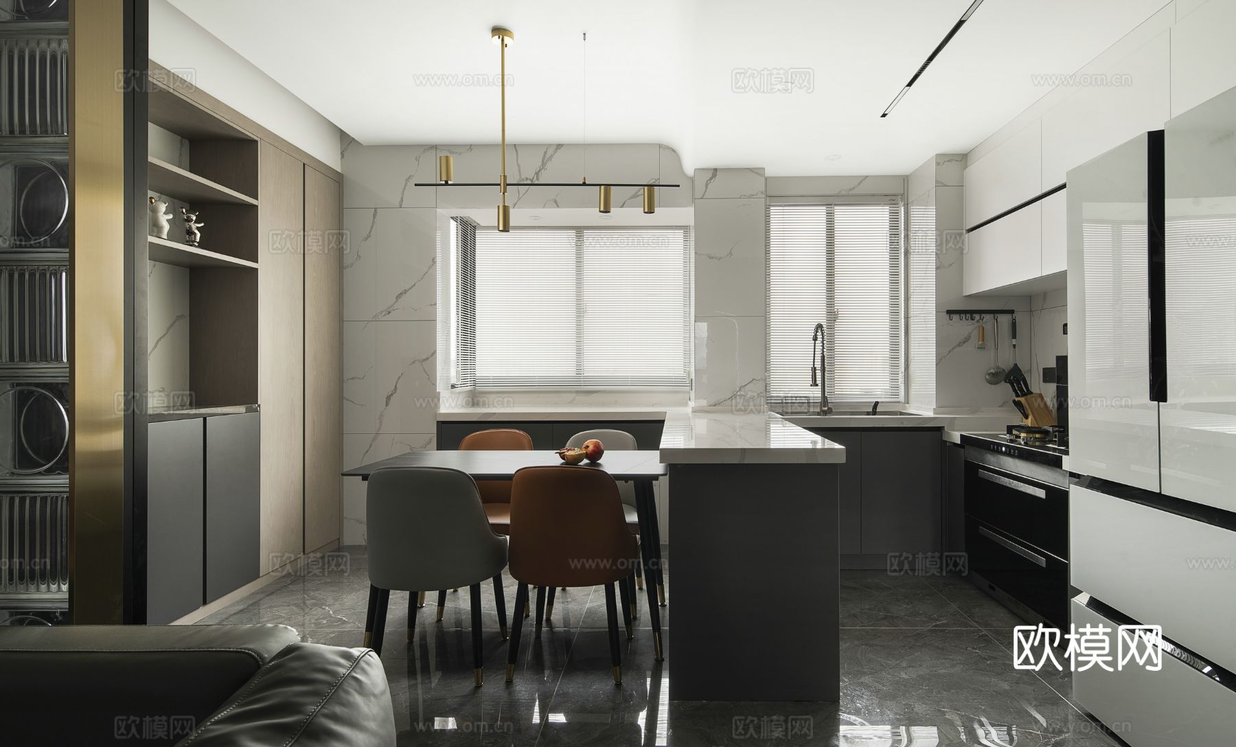 现代家装设计 客厅卧室餐厅 黑白灰 公寓效果图下载（渲染图17）