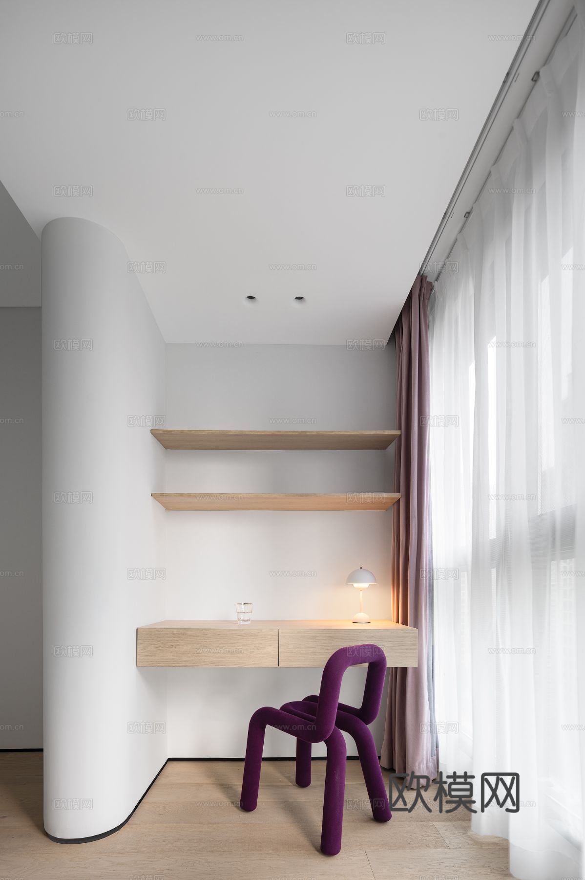 现代家装设计 客厅卧室餐厅 黑白灰 公寓效果图下载（渲染图6）