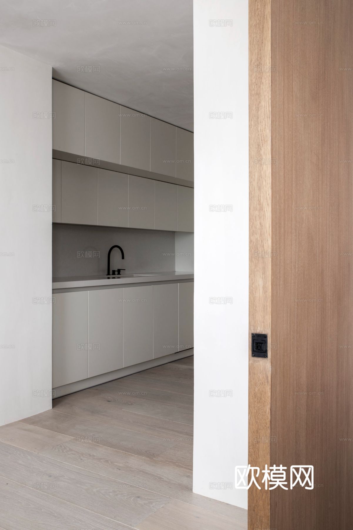 现代简约小户型 公寓家装效果图 客厅卧室餐厅 黑白灰效果图下载（渲染图1）